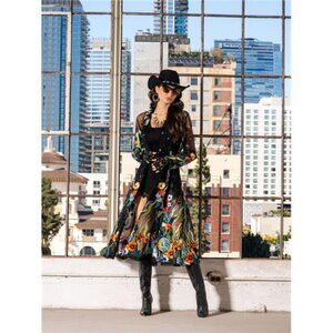 NWT - ADORE Long Black Embroidered Sheer Duster